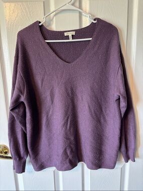 Ella Moss Purple V-Neck Ribbed Sweater